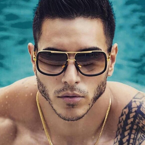 Dita MACH-ONE DRX 2030-L Aviator Sunglasses - Matte Black/Gold/Grey - Picture 3 of 11